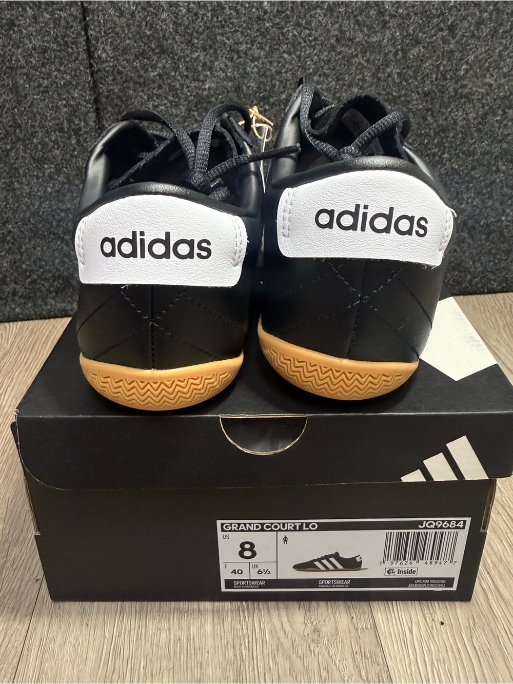 Adidas Women's size 8 Grand Court Lo JQ9684 Black 3-Stripes Lace-Up Sneakers NEW - Picture 3 of 7